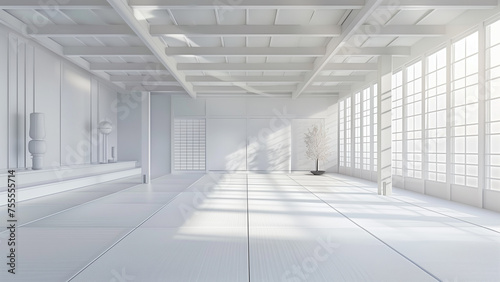 Pure Space  Detailed Illustration of a White Dojo