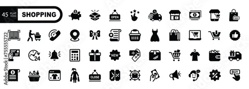 Shopping icons set. Vector illustration.