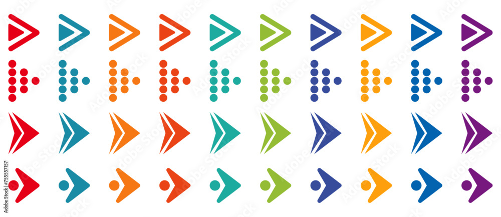Colorful arrows set vector illustration. Bullet points arrow collection. Vector illustration.