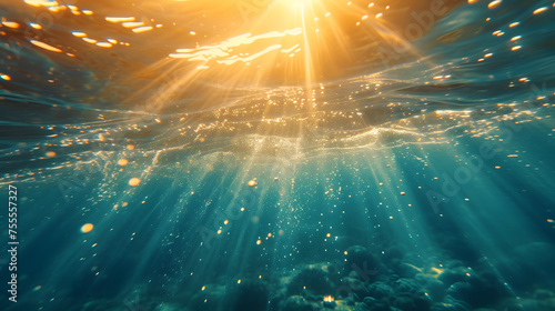 Sunlight penetrating the water, creating mesmerizing effects background photo