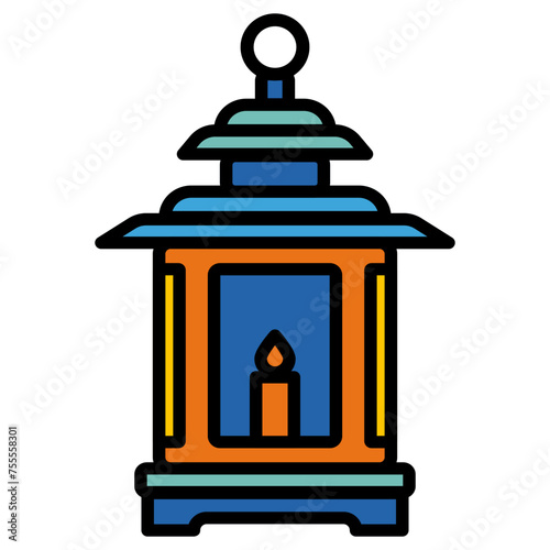 Vector Retro Vintage Lantern Symbol Icon. Illustration of a Traditional candle hanging lantern or antique kerosene lamp