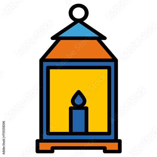 Vector Retro Vintage Lantern Symbol Icon. Illustration of a Traditional candle hanging lantern or antique kerosene lamp