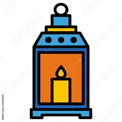 Vector Retro Vintage Lantern Symbol Icon. Illustration of a Traditional candle hanging lantern or antique kerosene lamp