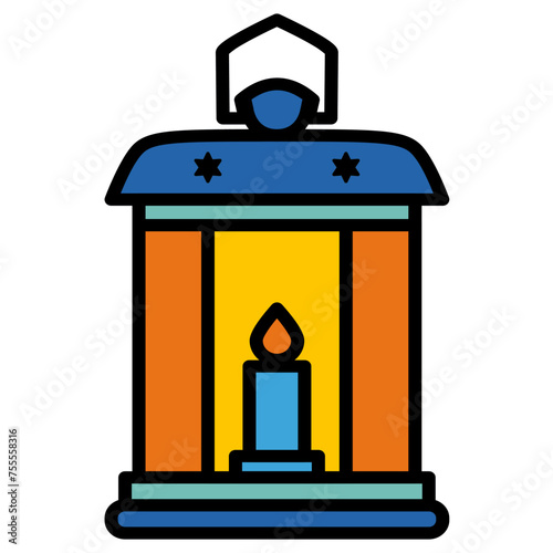Vector Retro Vintage Lantern Symbol Icon. Illustration of a Traditional candle hanging lantern or antique kerosene lamp