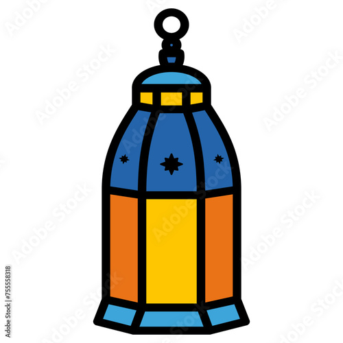 Lantern Vector Design. Middle Eastern Islamic Arabic Lantern Symbol Icon, Illustration of an antique religious traditional lamp or vintage kerosene chandelier