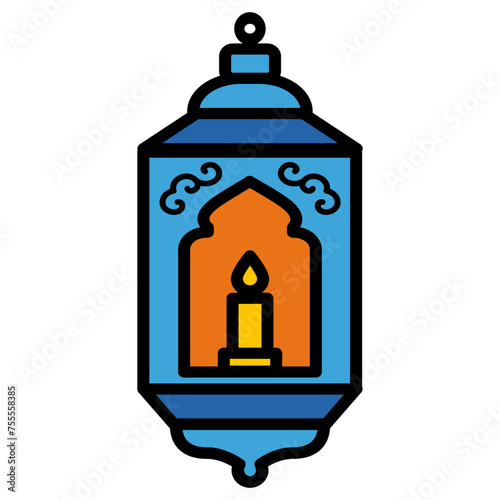 Lantern Vector Design. Middle Eastern Islamic Arabic Lantern Symbol Icon, Illustration of an antique religious traditional lamp or vintage kerosene chandelier