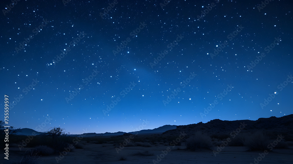 Nighttime scenes with stars visible in the desert sky background