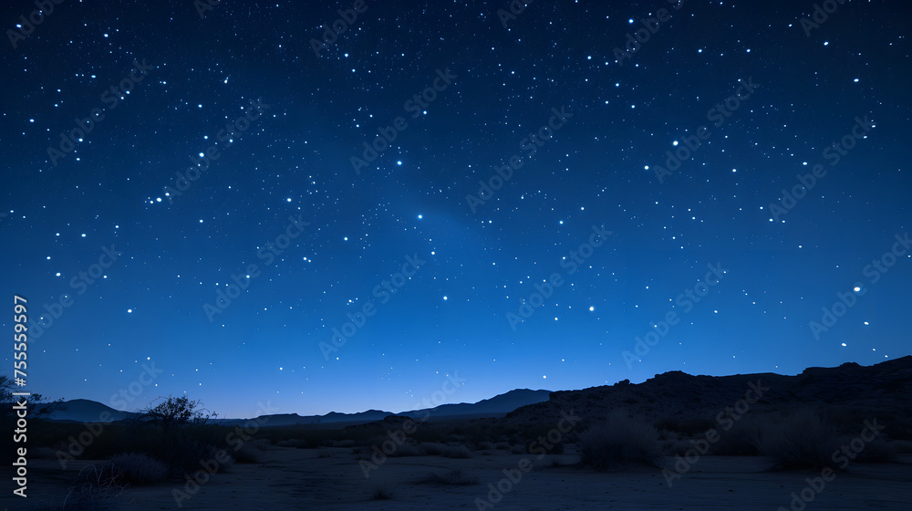 Fototapeta premium Nighttime scenes with stars visible in the desert sky background