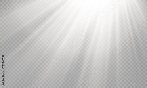 Light Vector with Sun Glare. Sun, Sunrays, and Glare in PNG Format. Gold Flare and Glare. 