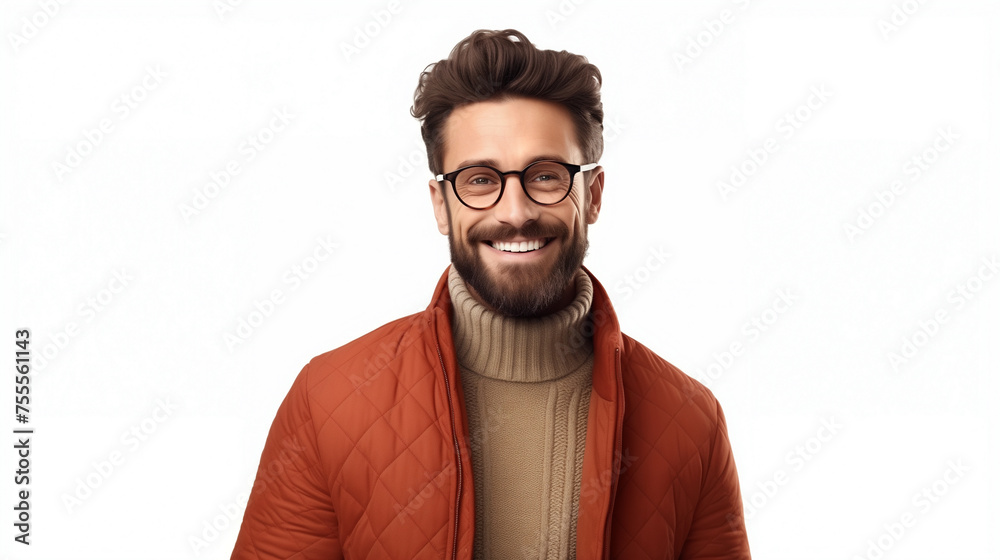 Obraz premium person thinking smiling successful businessman isolated