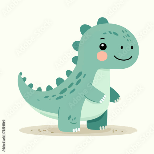 Illustration of cute dinosaur. flat and minimalist style