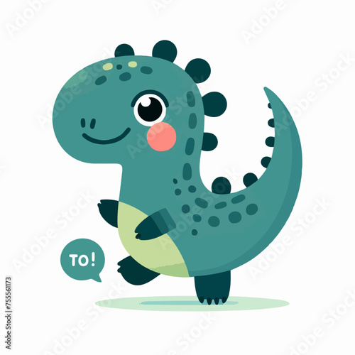 Illustration of cute dinosaur smiling. flat and minimalist style