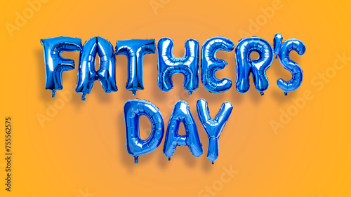 texte "Father's day" écrit avec des ballons en forme de lettres sur fond jaune pour la fête des pères