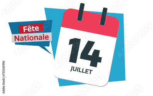 French National Holiday - French 14th of July calendar date