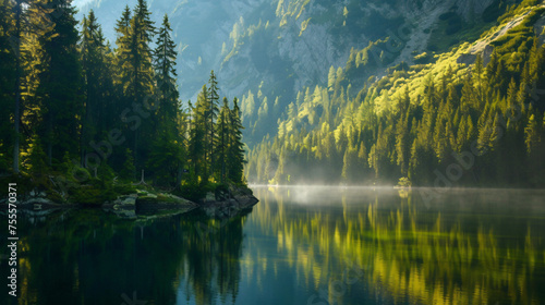 Lake in the Forest in Lower Tatra Mountains.