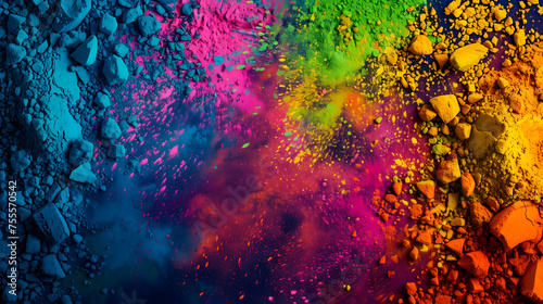 Colorful holi paints background with copy space