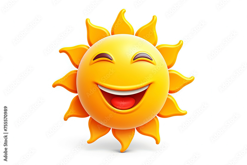 Smiling sun on white background. Generative Ai Smiling sun on white background. Generative Ai
