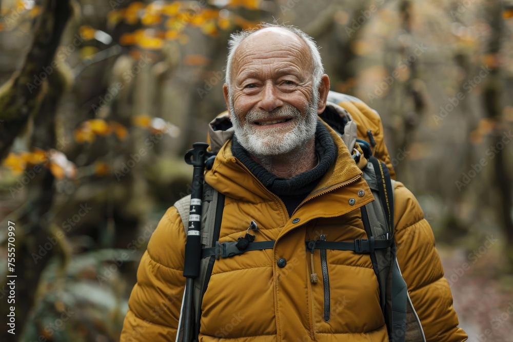 Active Senior Man Hiking Outdoors.,Active elder people, Adventure