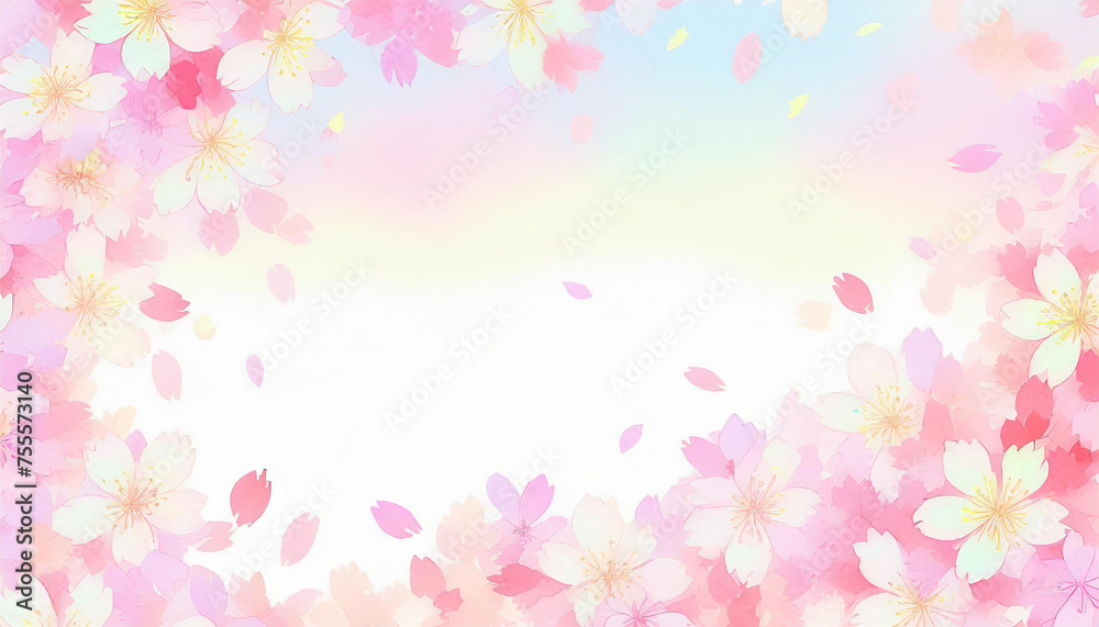 桜の花びらが舞う背景素材 桜の花びらが舞う背景素材