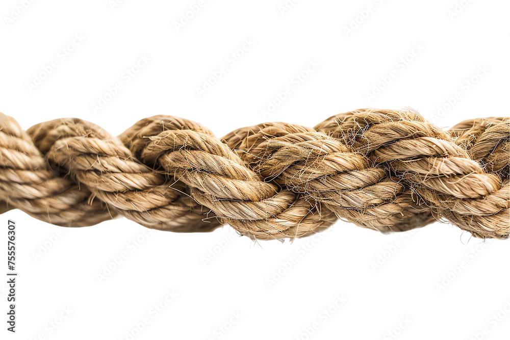 Rope isolated on white background with knot, strong and old texture Rope isolated on white background with knot, strong and old texture