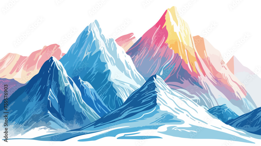 Berge Wasserfarben Bunt Aquarell Natur Landschaft Alpen Vektor