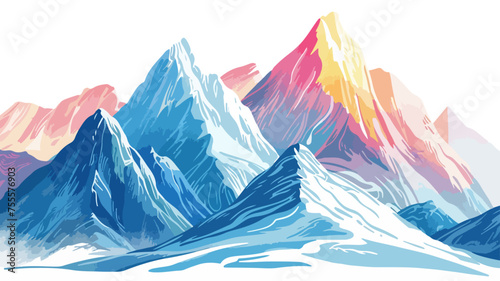 Berge Wasserfarben Bunt Aquarell Natur Landschaft Alpen Vektor