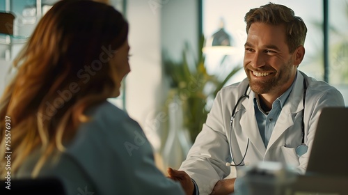 Professional male doctor consulting a female patient. 