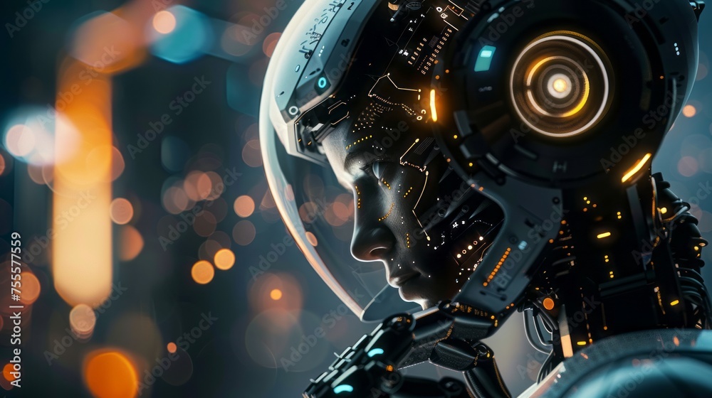 Fototapeta premium AI technology, Artificial Intelligence. man using technology smart robot AI, and artificial intelligence by enter command prompt Chat with AI