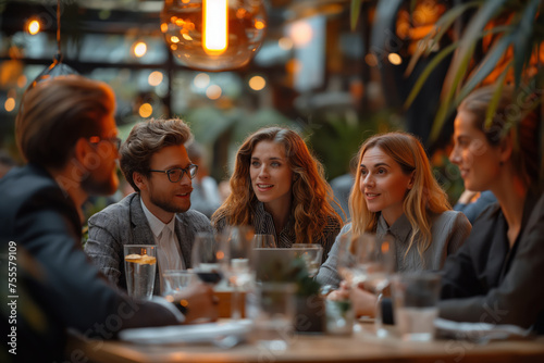 group of businesspeople having drinks in teambuilding