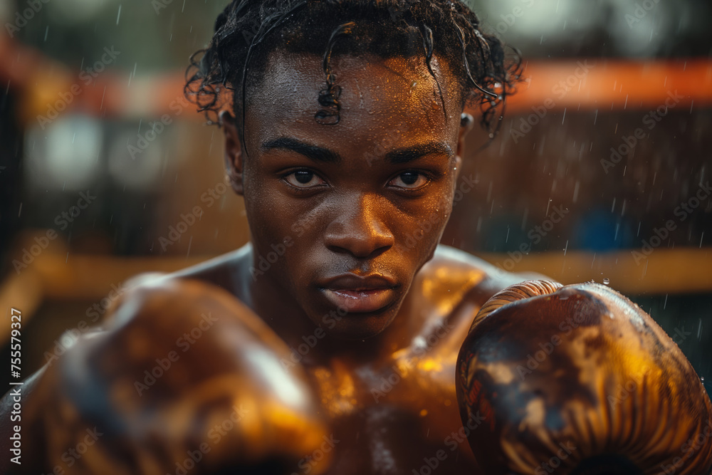 close up of young black man training for boxing close up of young black man training for boxing