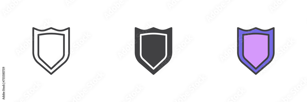 Security shield different style icon set Security shield different style icon set