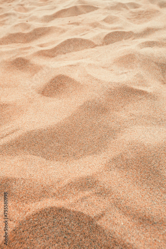 Beach sand background, Tropical tourist resort brown sandy surface for vacation design concept.