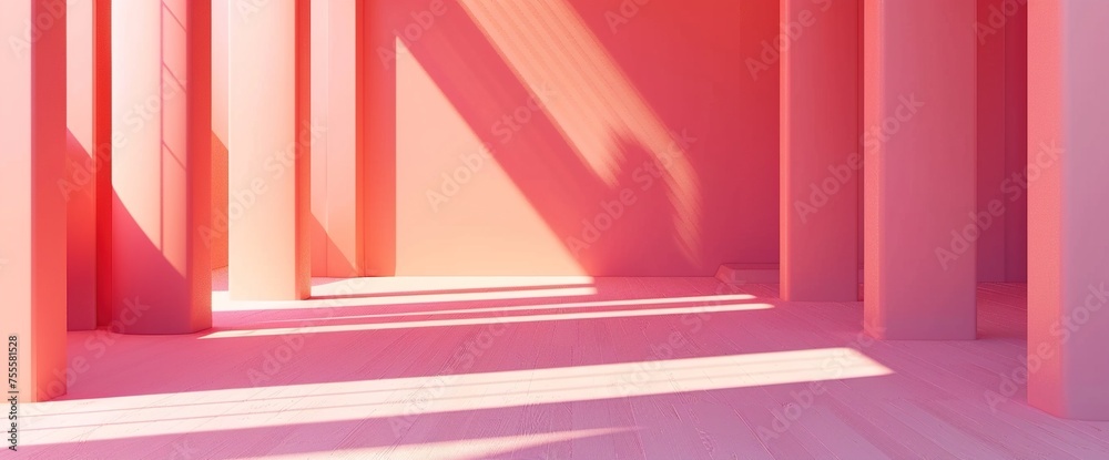 Fototapeta premium Create stunning visual presentations with this immersive AI-crafted 3D mockup, providing a realistic setting for showcasing your poster designs against a solid background.