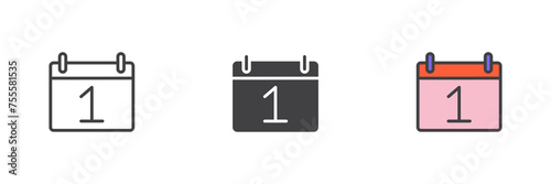 Calendar day first different style icon set