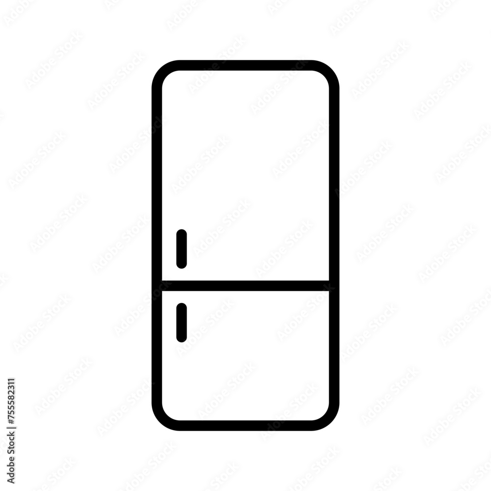 Fridge outline vector icon isolated on white background. Fridge line vector icon for web, mobile and ui design Fridge outline vector icon isolated on white background. Fridge line vector icon for web, mobile and ui design