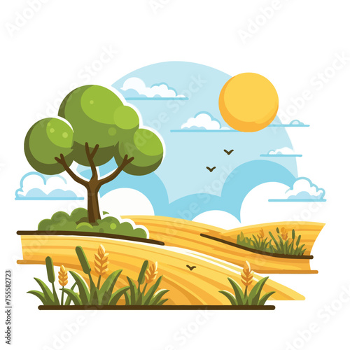 Agricultural field,beautiful landscscape of vector illustration field