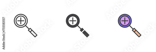 Zoom in different style icon set