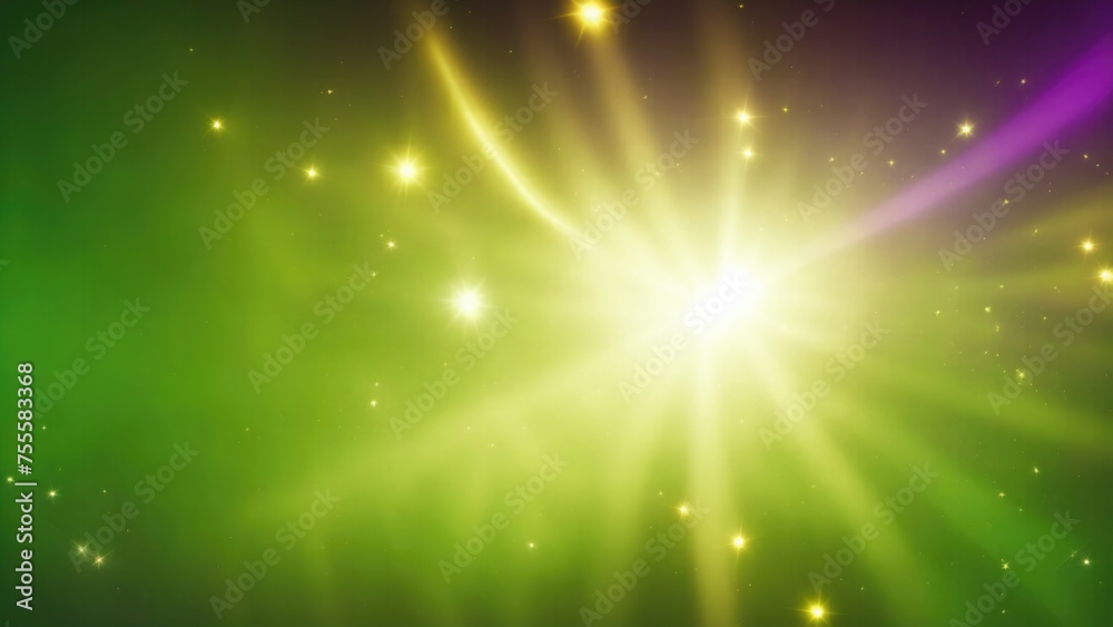 Purple light burst, abstract beautiful rays of lights on a dark Green background with the color of yellow, golden sparkling backdrop, and blur bokeh Purple light burst, abstract beautiful rays of lights on a dark Green background with the color of yellow, golden sparkling backdrop, and blur bokeh