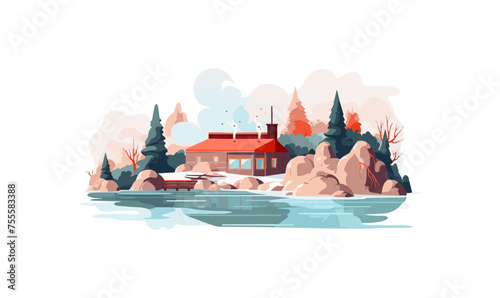 Thermal Hot Springs vector flat minimalistic isolated vector style illustration