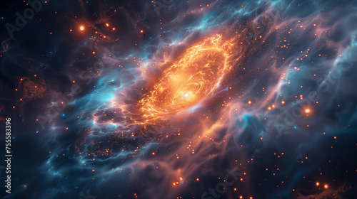 Majestic spiral galaxy in cosmic nebula