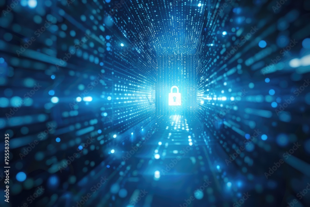 Fototapeta premium An encrypted data transfer concept with a visual representation of secure information exchange