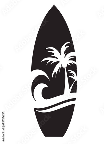 palm tree silhouette on surfing