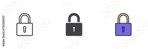 Padlock different style icon set