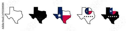 Texas map icons. Texas sign symbol. Texas state border map icons. Vector illustration