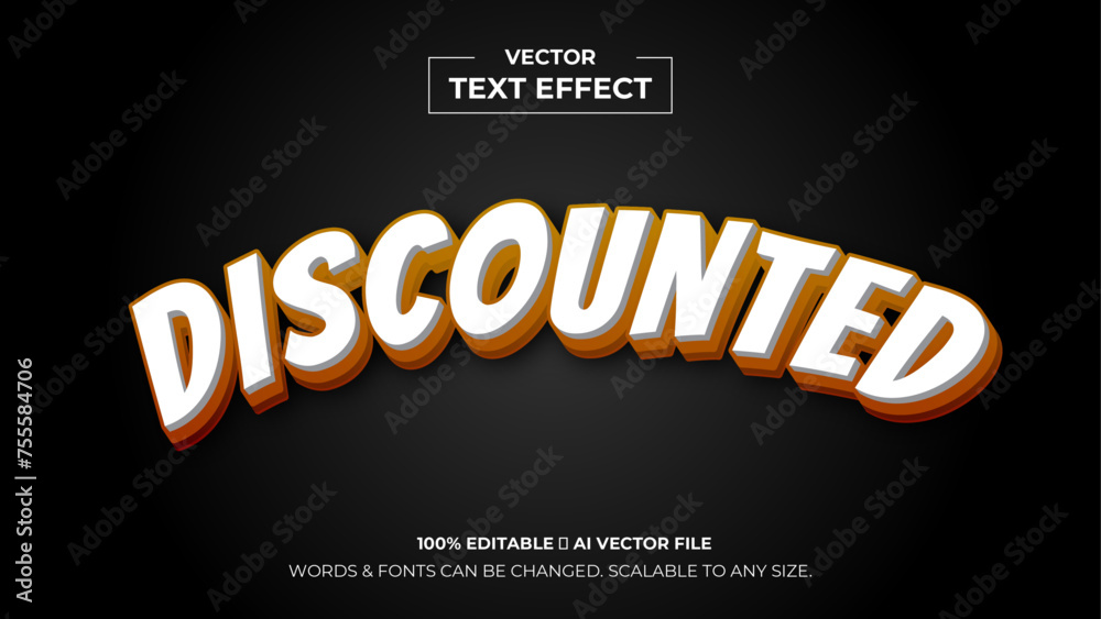 Obraz premium 3d text effect background. Editable text style effect. vector editable font for graphic tee, banner, poster, post, flyer, brochure, card, web, package, social media or logo. vector illustration