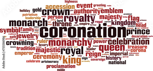 Coronation word cloud concept. Collage made of words about coronation