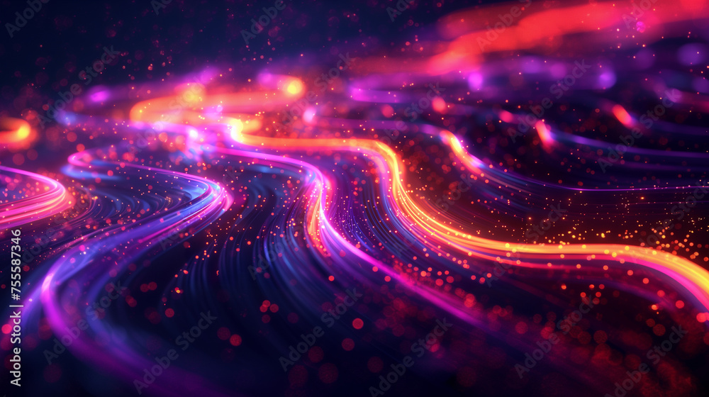 Futuristic abstract background, colorful bright neon rays and glowing lines. Bokeh effect. AI generative Futuristic abstract background, colorful bright neon rays and glowing lines. Bokeh effect. AI generative