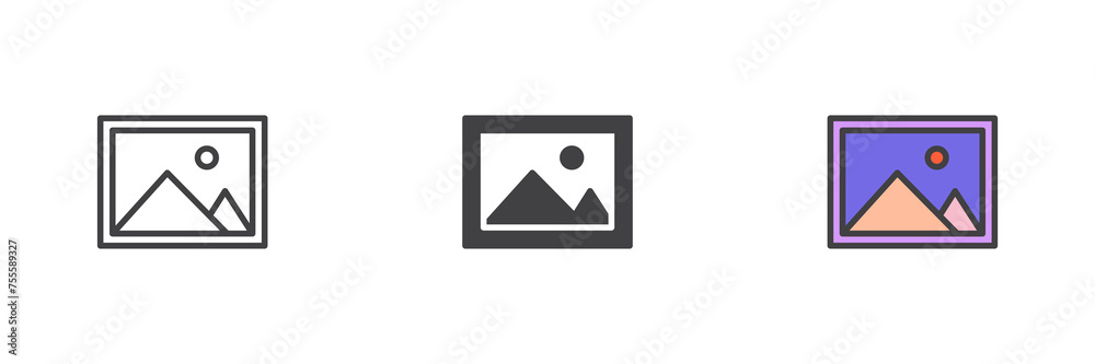 Picture, image different style icon set Picture, image different style icon set
