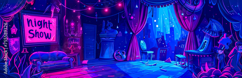 Vibrant night show stage illustration