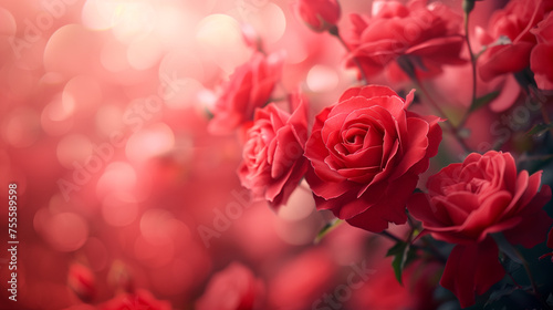 close up of red roses on blurred background